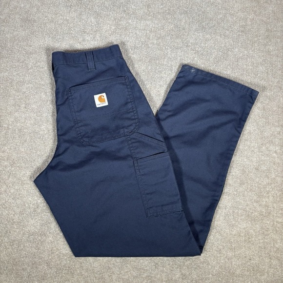 Carhartt Work Pants Men 32x32 Dungaree Fit Blue Canvas Carpenter Workwear 383-20 - Picture 1 of 13